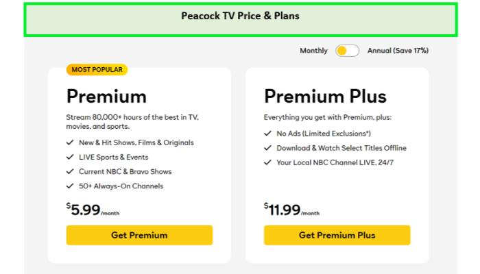 Peacock TV Price Plans