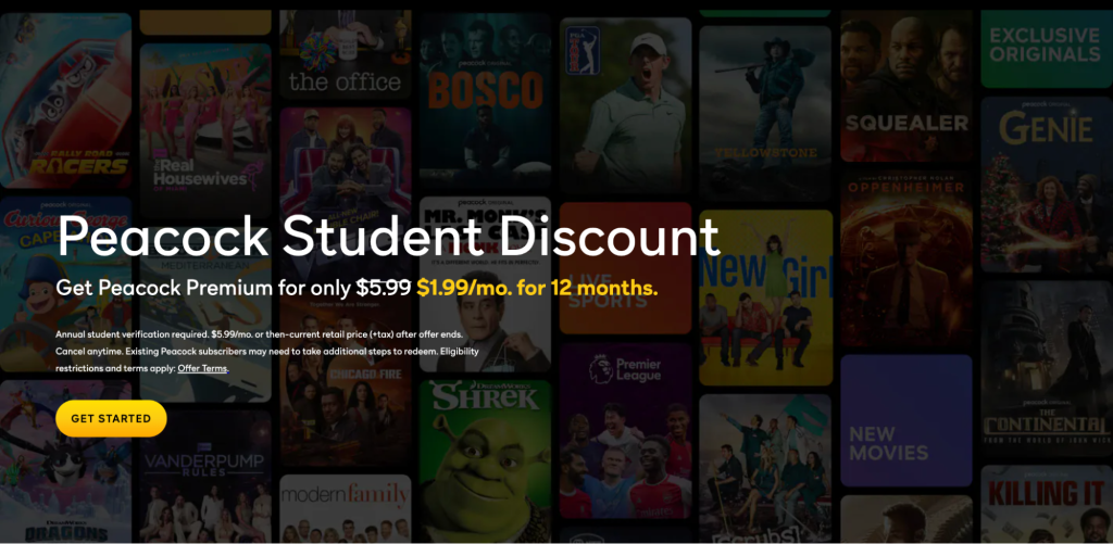 Peacock Student discount