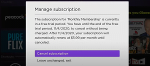 Choose "Cancel Subscription" and confirm your cancellation