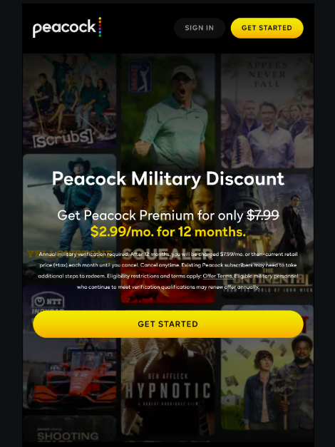 Peacocks Military Discount